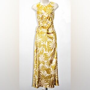 House of Harlow 1960 Ruched Side Cut-out Circl Satin Slip dress